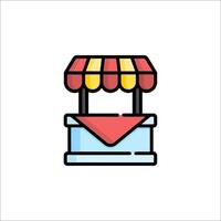 A colorful market stand icon vector