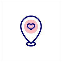 A map marker with a heart in the center vector