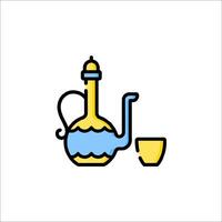 A tea pot and cup icon on a white background vector