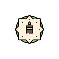 A yellow and green icon with a candle in it vector