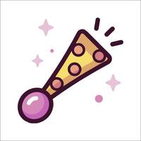 A pizza slice with a balloon on top vector