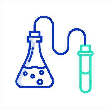 A laboratory flask with a test tube and a liquid vector