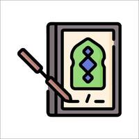 A book with a pen and a green and blue cover vector