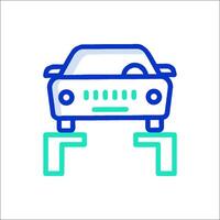 Car on ramp line icon vector