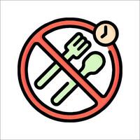 No eating sign with fork and spoon in red circle vector