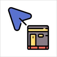 A blue arrow pointing to a box with a sign on it vector