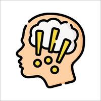 A cartoon head with a brain and a cloud of light vector