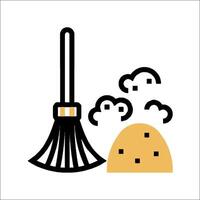 A broom and a dust pan icon on a white background vector