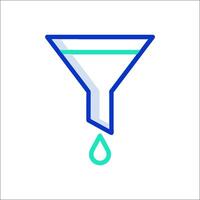 A funnel with a drop of liquid in it vector