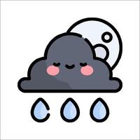 A cartoon cloud with rain drops and a smile vector
