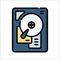 A computer with a disk icon on it vector