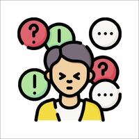 A man with question marks around him vector
