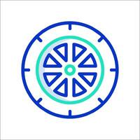 A blue and green icon of a wheel vector