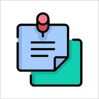 A note pad with a push pin on it vector