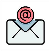 Email icon with a red envelope vector