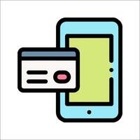 Mobile phone and credit card icon illustration vector