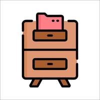 A file cabinet with a pink folder on top vector