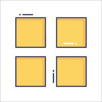 Four square boxes with different colors on them vector