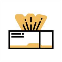 A box with a pile of paper towels inside vector