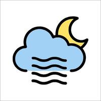 A cloud with a moon and waves in the background vector