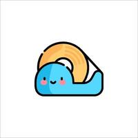 A cute blue whale with a yellow ribbon on its head vector