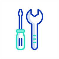A wrench and a screwdriver icon vector