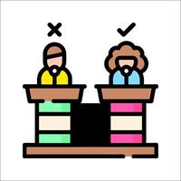 Two people sitting at a table with a cross on it vector