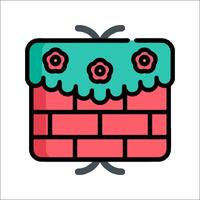 A cake icon with flowers on top vector
