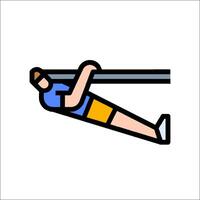 A man is hanging from a barbell vector
