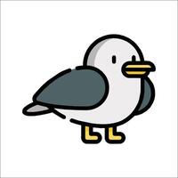A cartoon bird with a black beak and yellow beak vector