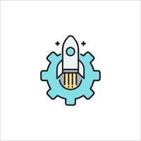 A rocket ship icon with gears and gears vector