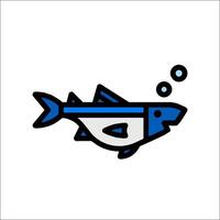 A fish with bubbles on it is shown in a line style vector