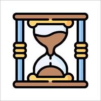 An hourglass icon with a hand holding it vector