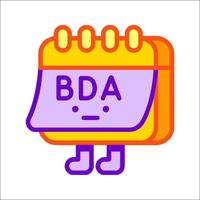 Bda calendar icon vector