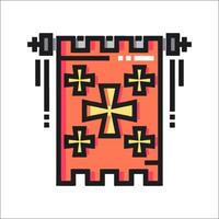 An illustration of a medieval cross on a red banner vector