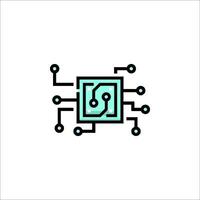 A computer chip icon on a white background vector