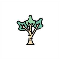 A tree icon in a line drawing vector