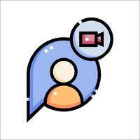 chat icon with a person and a camera vector