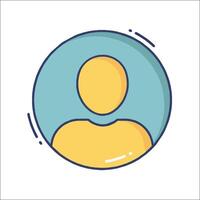 A person icon in a circle with a blue background vector