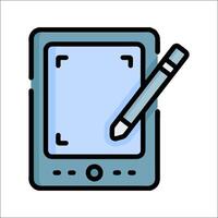 A tablet with a pen and a screen icon vector