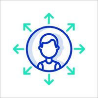 A person with arrows around him in a circle vector