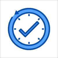 A clock icon with a tick and arrow vector