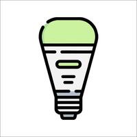 A light bulb with a green light inside vector