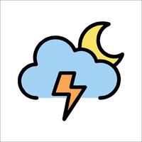 A cloud with lightning and a moon vector