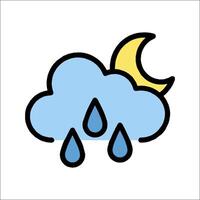 A cloud with rain and moon icon vector