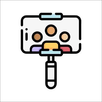 A phone with a camera on it and people in the background vector