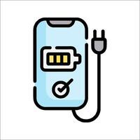 A phone with a charger and battery icon vector