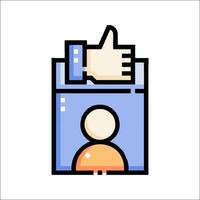 A person is holding a thumb up and giving a thumbs up vector