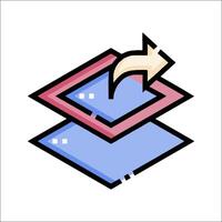 A blue box with a red arrow pointing to it vector