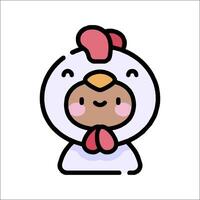 A cartoon chicken with a red head and a pink nose vector